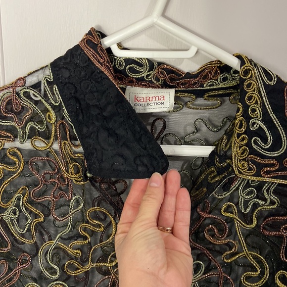 80s sheer patterned blouse - Picture 9 of 9